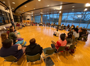 Small Island Big Song Members and MSU Native community members – Drumming Circle at Wharton